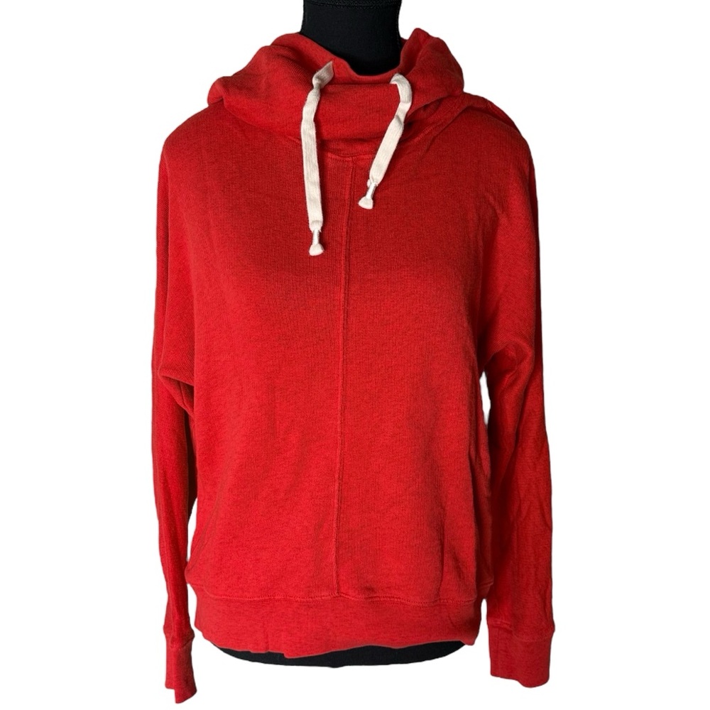 TNA SPORTSWEAR ARITZIA Red Clifton Sweater Cowl Neck Hood Terrycloth Small